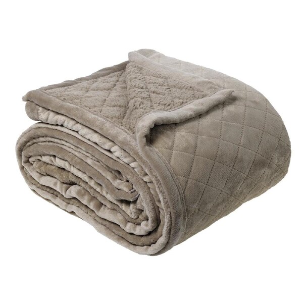 Bianca Mansfield Sherpa Blanket 480gsm Home Bedding Silver Grey Super King