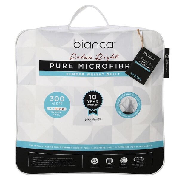 Bianca Relax Right Pure Microfibre Quilt 300gsm Home Bedding White Single