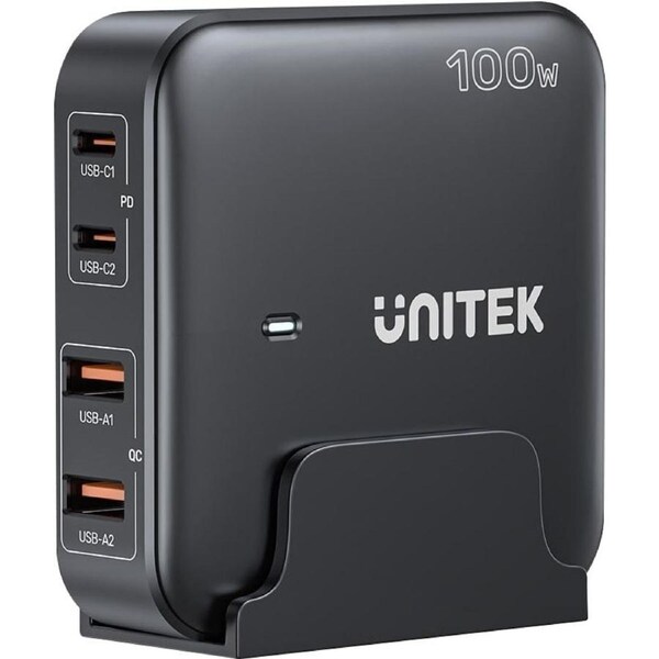 Unitek 100W 4-1 Desktop GaN Charger With AU Power - Black [P1229ABK01-AU]