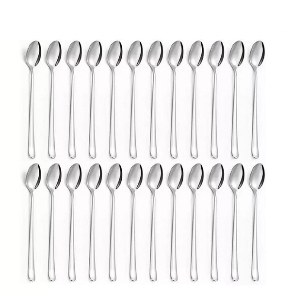 Stainless Steel Coffee Spoons Long Handle Ice Cream Tea Spoon Drinkware - 24pcs