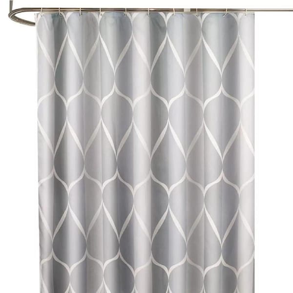 Extra Long Shower Curtain with Hooks Waterproof Weighted Hem 220 x 200cm