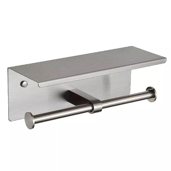 Toilet Paper Holder Double Roll Stainless Steel Hook Bathroom Rack Wall Mount