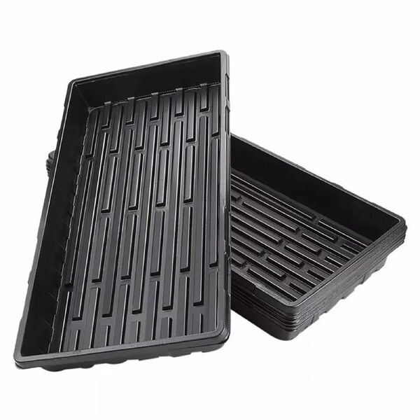 Garden Black Plastic Rectangle Plant Seedling Propagation Seeding Tray - 10x