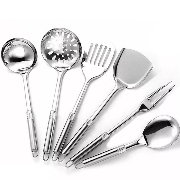 Stainless Steel Kitchen Utensil Cooking Tool Set Serving Spoon Cookware - 6pcs
