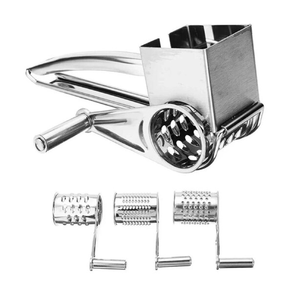 Hand Rotary Cheese Grater Slicer Stainless Steel Multifunction Cut Held 4 Set