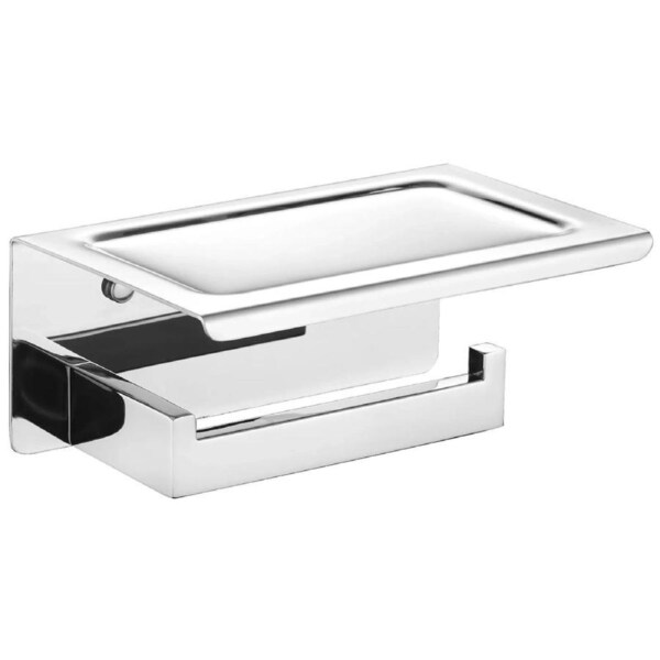 Stainless Steel Chrome Toilet Paper Roll Holder with Shelf Wall Mounted Bathroom