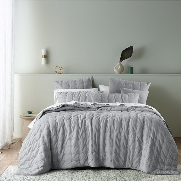 Bianca Langston Comforter Set/Pillowcase Home/Room Bedding Silver Queen/King