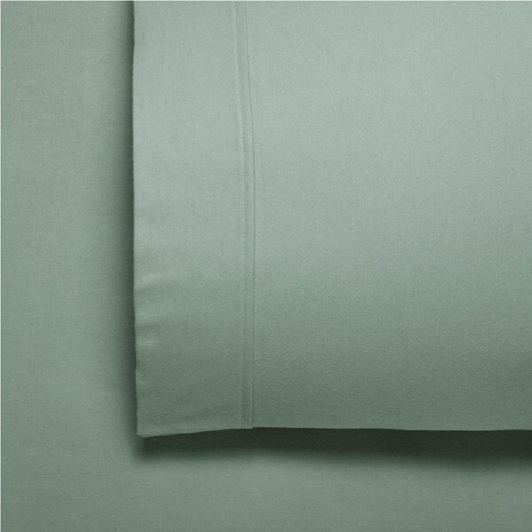 Bianca Fletcher 170gsm Cotton Twill Flannelette Sheet/Pillowcase Sage Split King