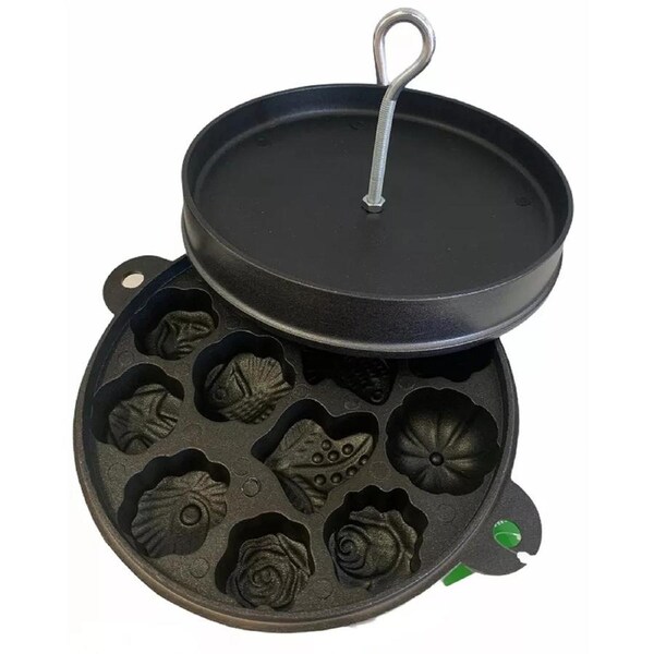 Cast Iron Cake Mould Maker Cakes Pastry Mould Baking Pan Reusable with Lid