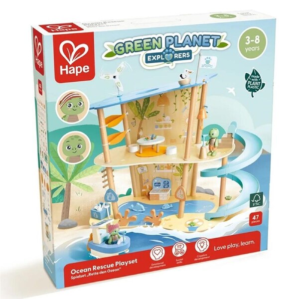 Hape 47 Piece Wooden Eco-friendly Ocean Beach Doll House 3-8 Years