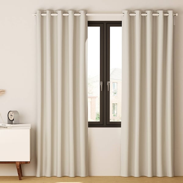 1 Pair Blockout Curtains Artiss Blackout Window Curtain Eyelet for Bedroom Living Room Home Decor 140x230cm - Black