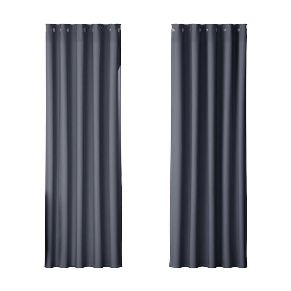 1 Pair Blockout Curtains Artiss Blackout Window Curtain Eyelet for Bedroom Living Room Home Decor 180x213cm - Charcoal