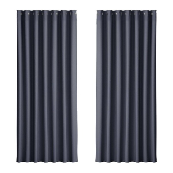 1 Pair Blockout Curtains Artiss Blackout Window Curtain Eyelet for Bedroom Living Room Home Decor 240x230cm - Charcoal