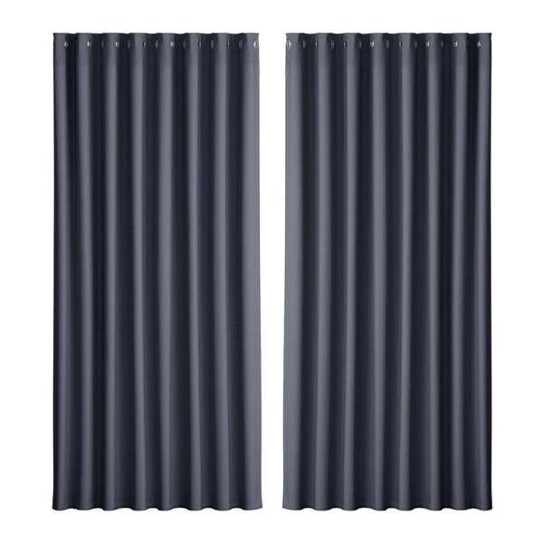 1 Pair Blockout Curtains Artiss Blackout Window Curtain Eyelet for Bedroom Living Room Home Decor 300x230cm - Charcoal
