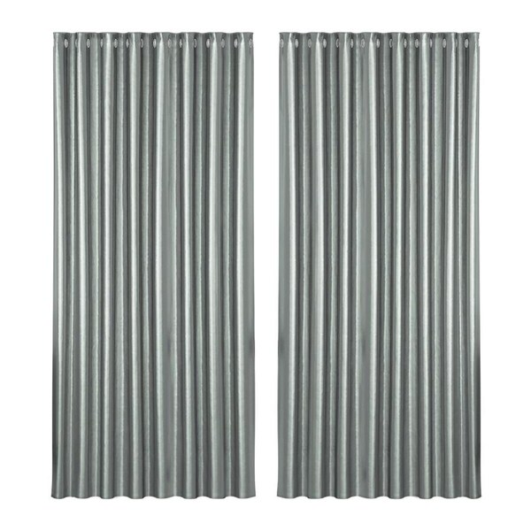 1 Pair Blockout Curtains Artiss Blackout Window Curtain Eyelet for Bedroom Living Room Home Decor 300x230cm - Grey(Shine)