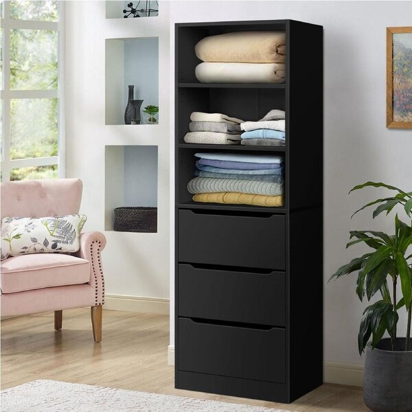 3 Drawers ALFORDSON Wardrobe Clothes Storage Cabinet Black
