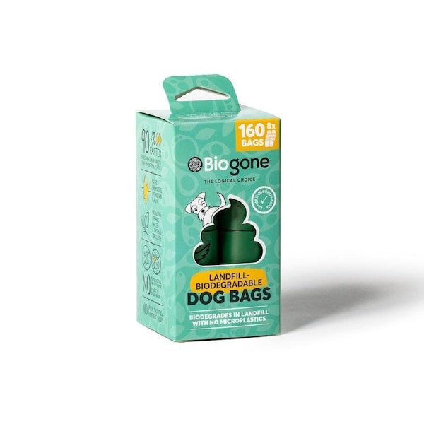 Biogone Biodegradable Dog & Cat Poo Bags - 8 Rolls/160 Bags