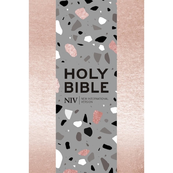 NIV Pocket Rose Gold Terrazzo Soft-tone Bible with Zip