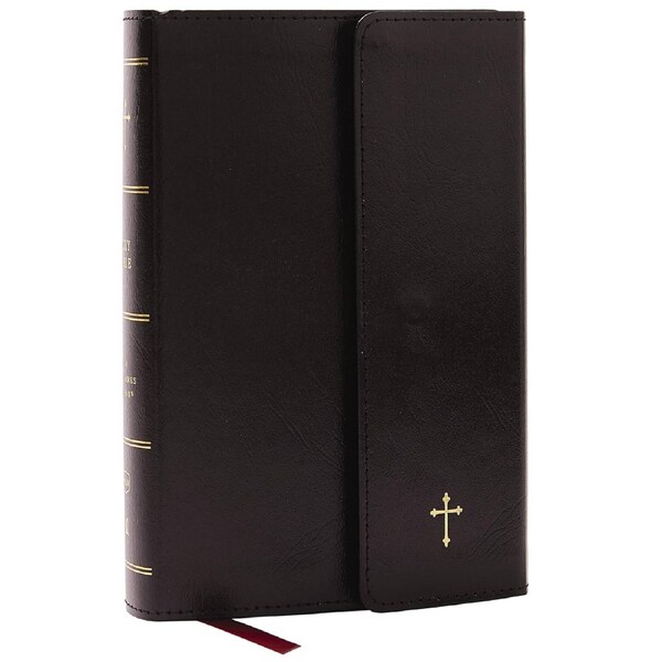 NKJV Compact Paragraph-Style Bible w/ 43,000 Cross References, Black Leatherflex Button Snap Flap, Red Letter, Comfort Print: Holy Bible, New King James Version
