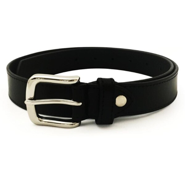 Mens Genuine Full Top Grain Leather Belt w/ Buckle - Black 60cm