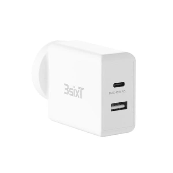 3sixT Wall Charger ANZ 45W USB-C PD + 2.4A - White