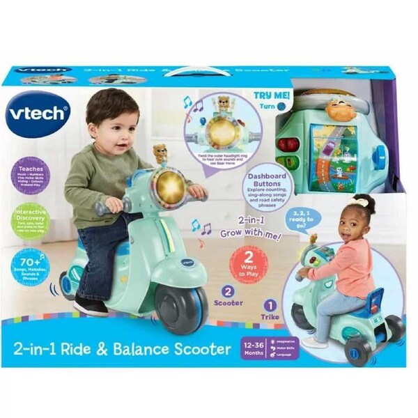 VTech 2-in-1 Ride & Balance Scooter Blue