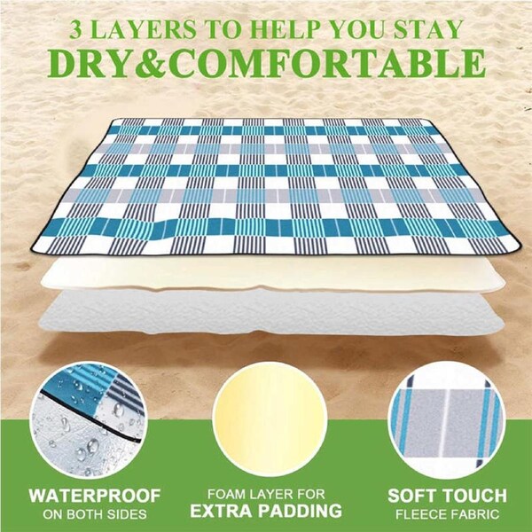 Nevenka Large Picnic Blanket with Waterproof Backing for Camping Beach 200X200cm