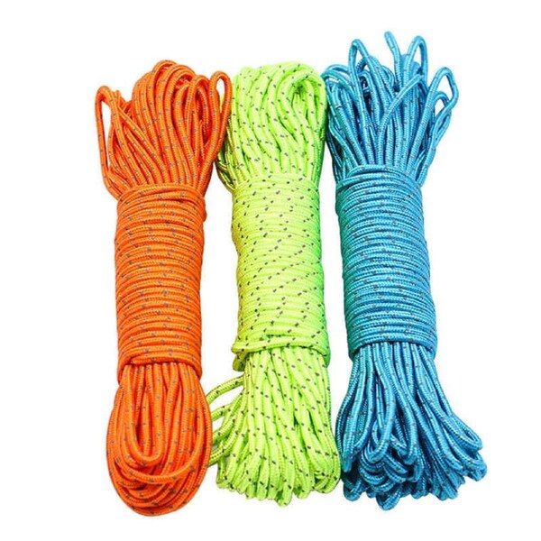 Nevenka 4mm Fluorescent Reflective Guyline Tent Rope Camping Cord 20m