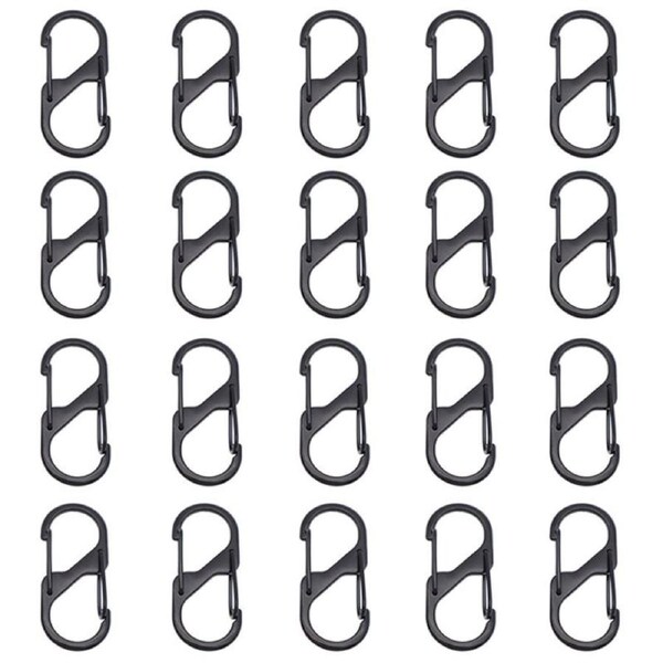 Nevenka 20 Pcs Small Carabiner Keychain Clip Dual Spring Snap Hooks-Black 40MM