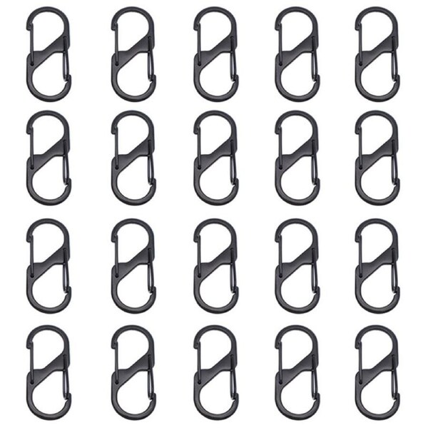 Nevenka 20 Pcs Small Carabiner Keychain Clip Dual Spring Snap Hooks-Black 50MM