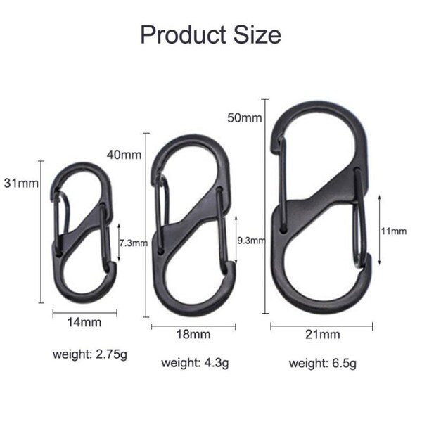 Nevenka 20 Pcs Small Carabiner Keychain Clip Dual Spring Snap Hooks-Silver 31MM
