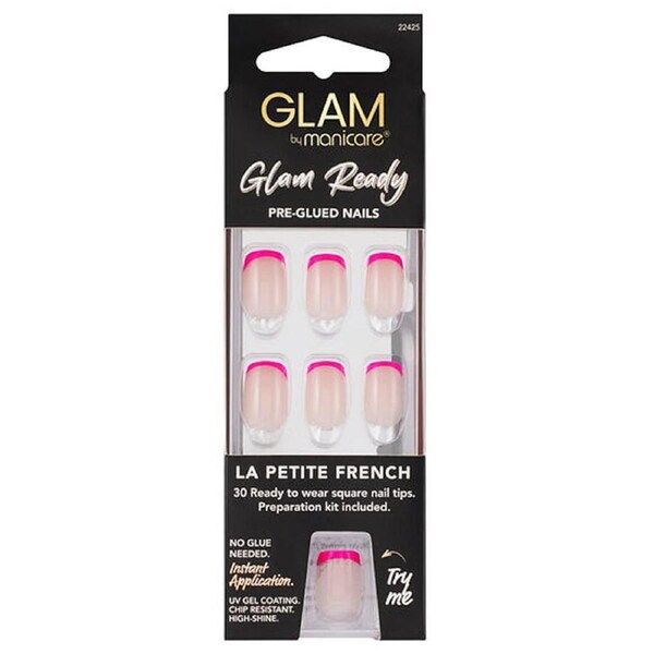 Glam by Manicare Glam Ready Pre-Glued Nails 30pcs - La Petite French