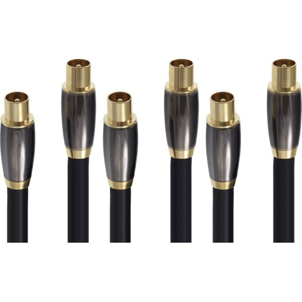 3x Moki 2m Quad Shielded 18AWG Coaxial Antenna Cable for Digital TV Top Box BLK