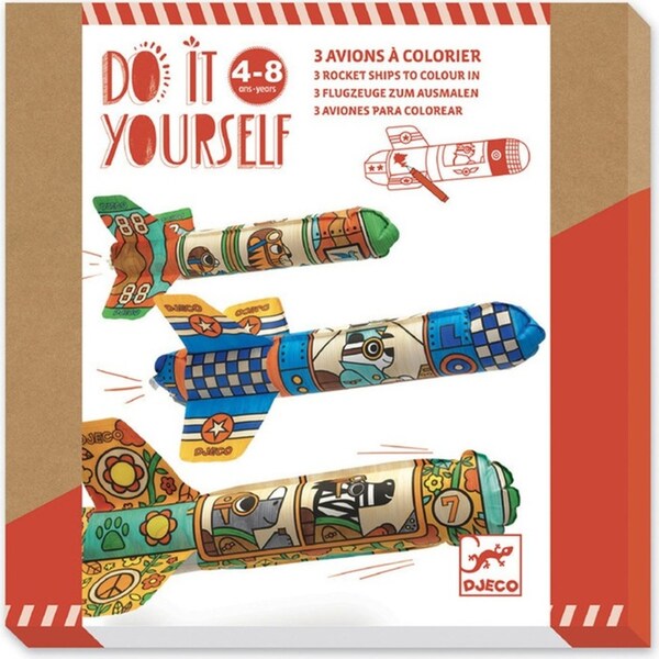 Djeco Do It Yourself To The Sky Rockets Colour & Inflate Kids Craft Kit 4y+