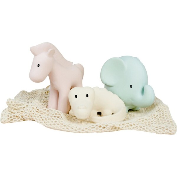 3pc Tikiri Rubber Marshmallow Animal Kids/Newborn Soft Rattle Toy Set 0m+