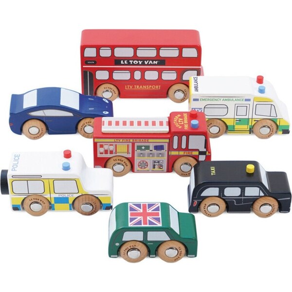 7pc Le Toy Van London Vehicle Car Set Kids/Children 10x5cm Wooden Toy 2y+