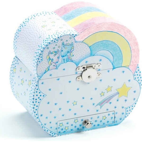 Djeco Unicorn's Dream Music Box 15x15cm Kids Musical Jewelery Storage BLU 4+