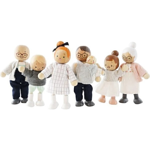 7pc Le Toy Van Posable My Doll Family Kids/Children 10x13cm Wooden Toy 3y+