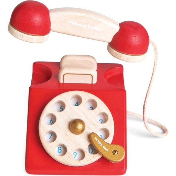 Le Toy Van Honeybake Vintage Phone Kids/Children 10x13cm Wooden Toy 2y+ Red