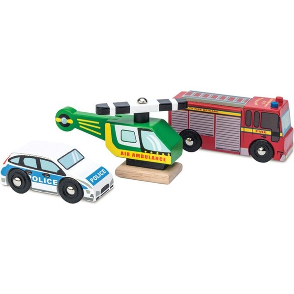 3pc Le Toy Van Emergency Vehicles Set Kids/Children 10x5cm Wooden Toy 2y+