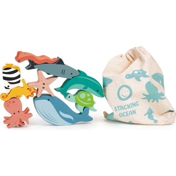 Mentari Happy Stacking Ocean Set w/ Bag Kids/Children 20x20cm Wooden Toy 2y+