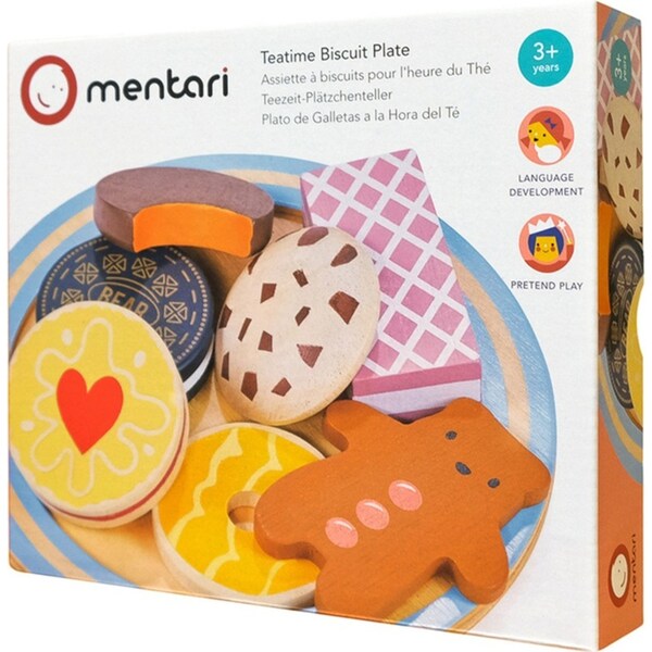 Mentari Teatime Biscuit Plate Playset Kids/Children 16x16cm Wooden Toy 3y+