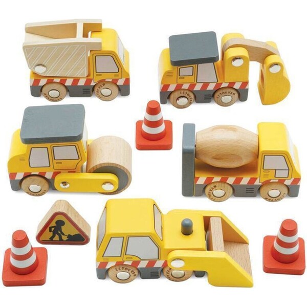 5pc Le Toy Van Construction Set w/ Signs/Cones Kids 9x6cm Wooden Toy 2y+