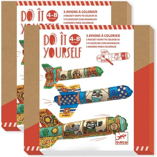 2x Djeco Do It Yourself To The Sky Rockets Colour & Inflate Kids Craft Kit 4y+