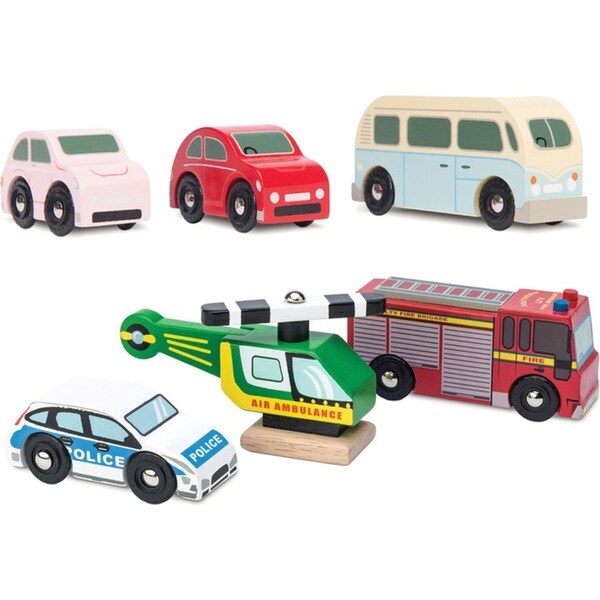 3pc Le Toy Van Retro Metro Car & Emergency Vehicles Kids Wooden Toy Set 2y+