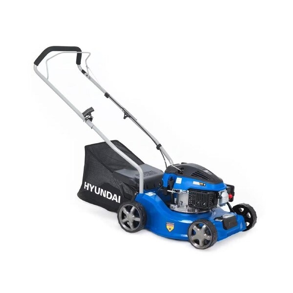 Hyundai 16" Petrol Lawn Mower Push - 79cc Engine, 6 Cutting Heights, Compact Foldable Handle, Easy Start (HYM400)