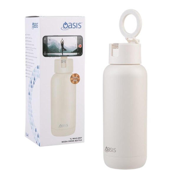 Oasis Mag-Grip Stainless Steel Insulated Moda Drink Bottle 1L - Alabaster
