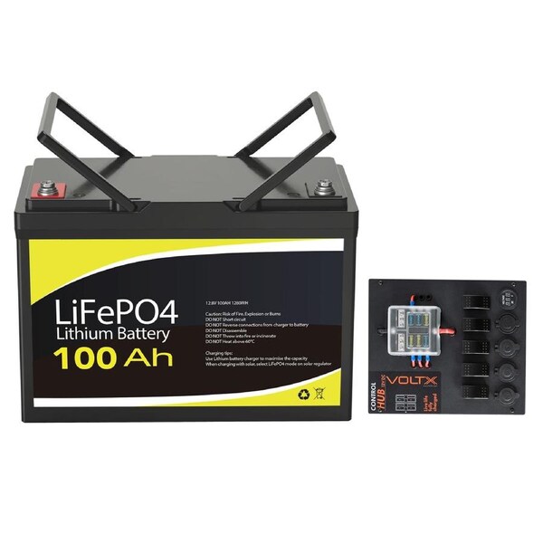12V 100Ah Lithium Battery + Control Box Kits 2x USB