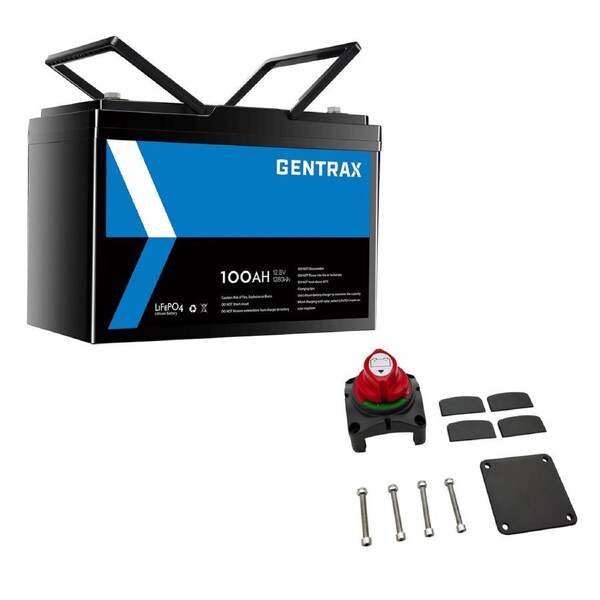 GENTRAX 12V 100Ah Lithium Battery + 275A Isolator Switch