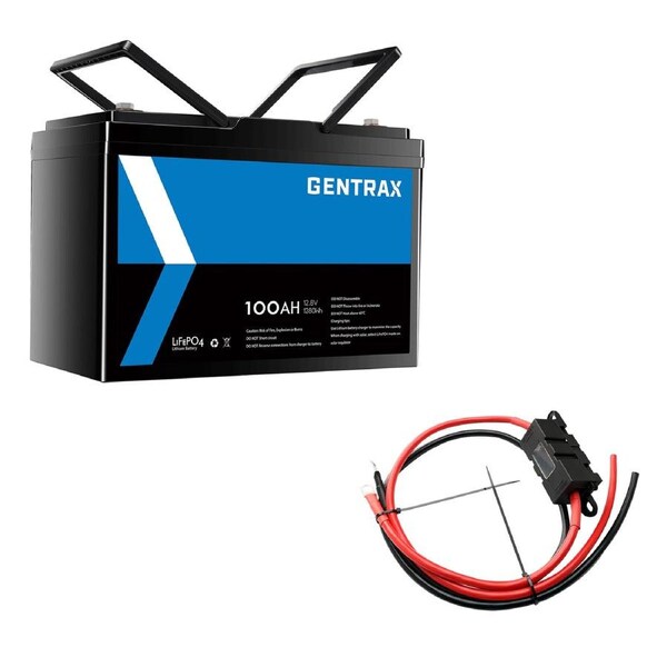 GENTRAX 12V 100Ah Lithium Battery + 1m 60A Fuse M8 Cable